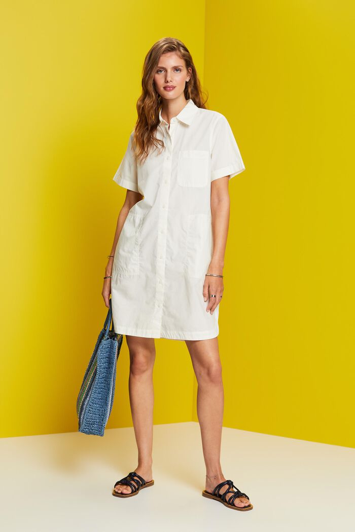 Mini shirt dress, 100% cotton, OFF WHITE, detail image number 1