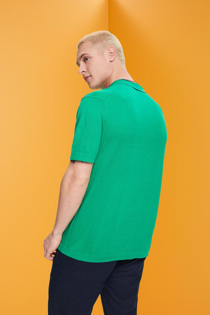 Blended TENCEL and sustainable cotton polo shirt, GREEN, detail image number 3
