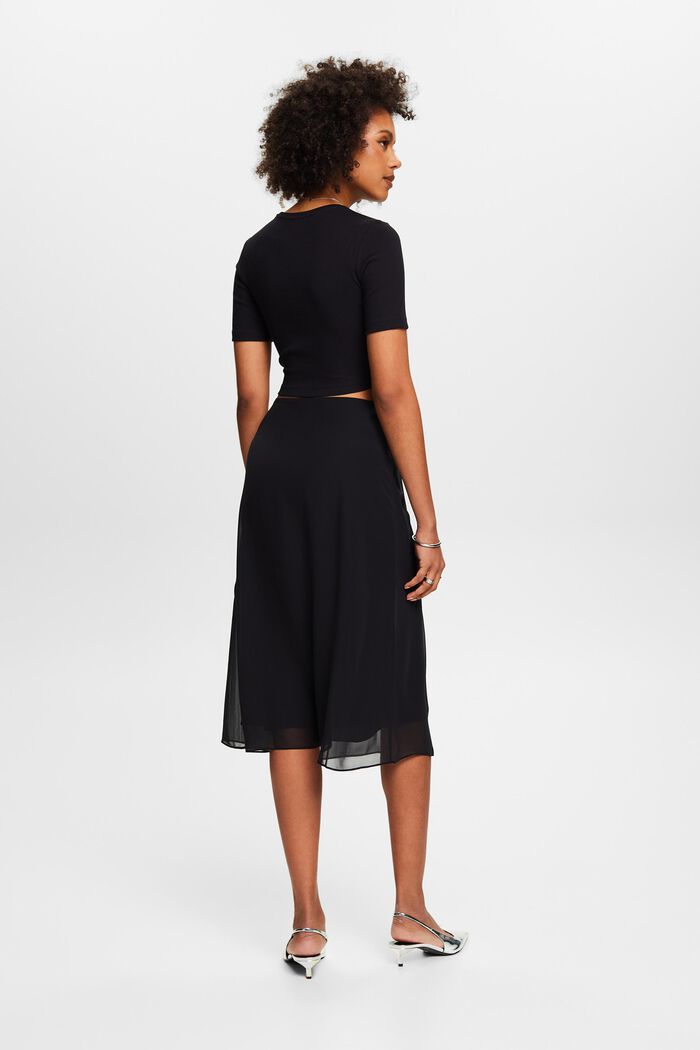Chiffon Midi Skirt, BLACK, detail image number 2