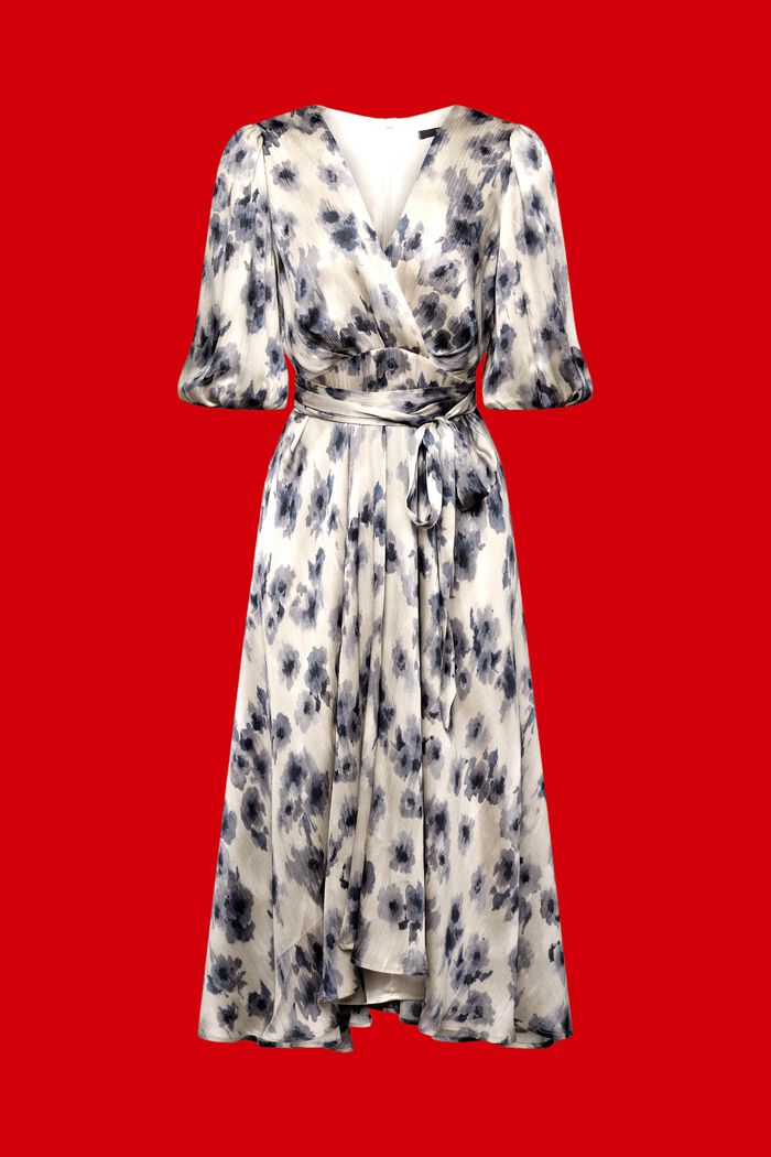Puff sleeve dress with floral print, BLACK, detail image number 5