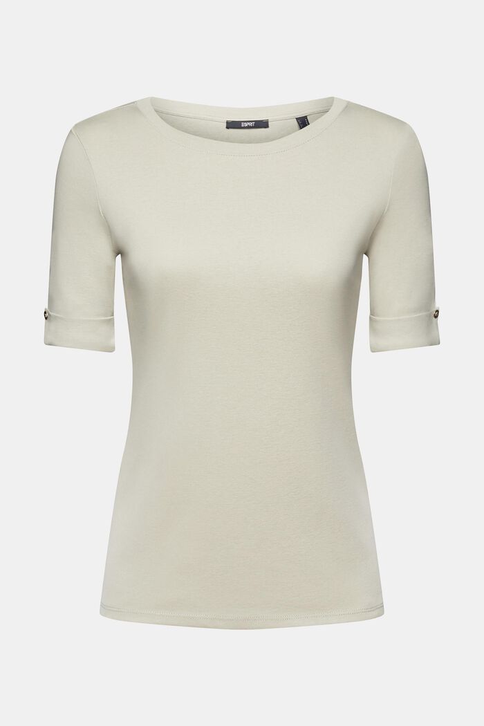 ESPRIT - Organic cotton T-shirt with turn-up cuffs at our online shop
