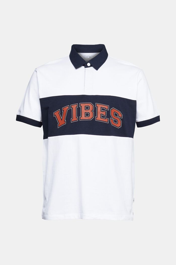 Jersey polo shirt with a print, NAVY, overview