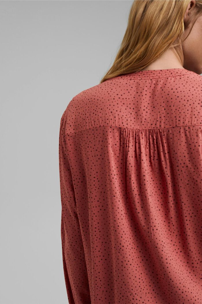 Henley blouse with print, LENZING™ ECOVERO™, CORAL, detail image number 5
