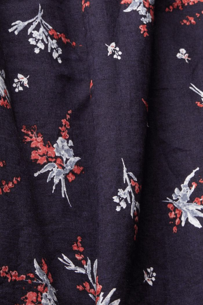 Blended linen blouse with a floral pattern, NAVY, detail image number 4