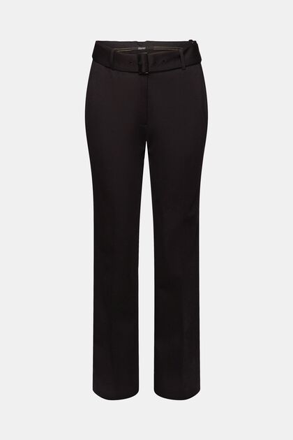 High-rise trousers with belt, BLACK, overview