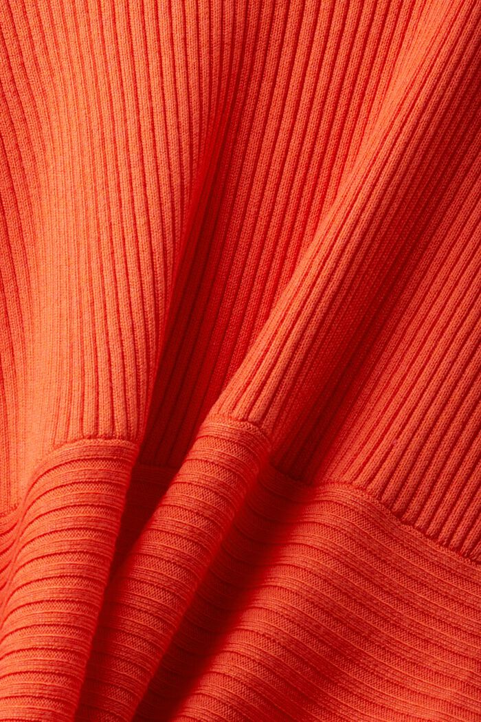 Ribbed Handkerchief Hem Cardigan, ORANGE RED, detail image number 4