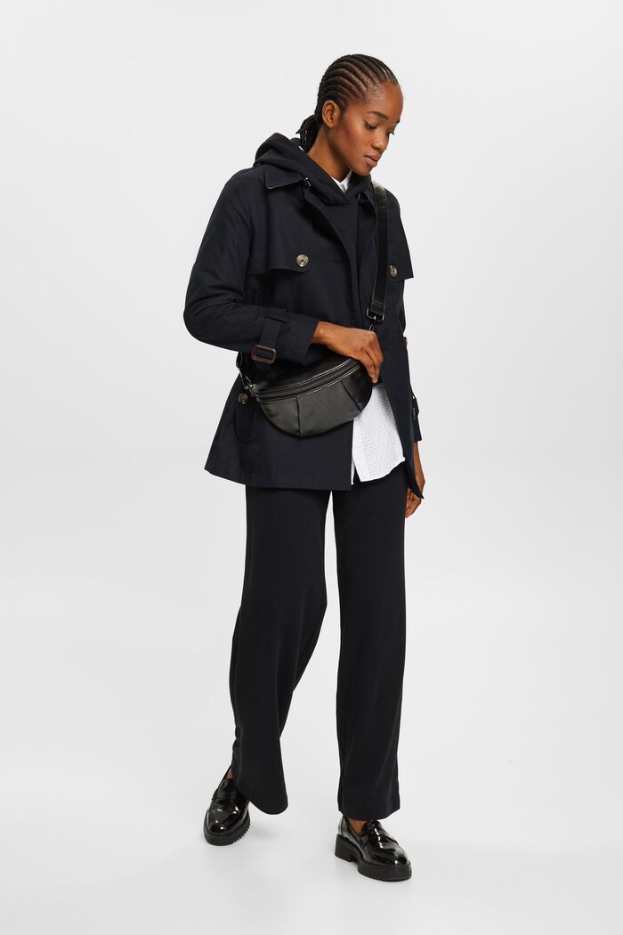 Short trench coat with belt, BLACK, detail image number 1
