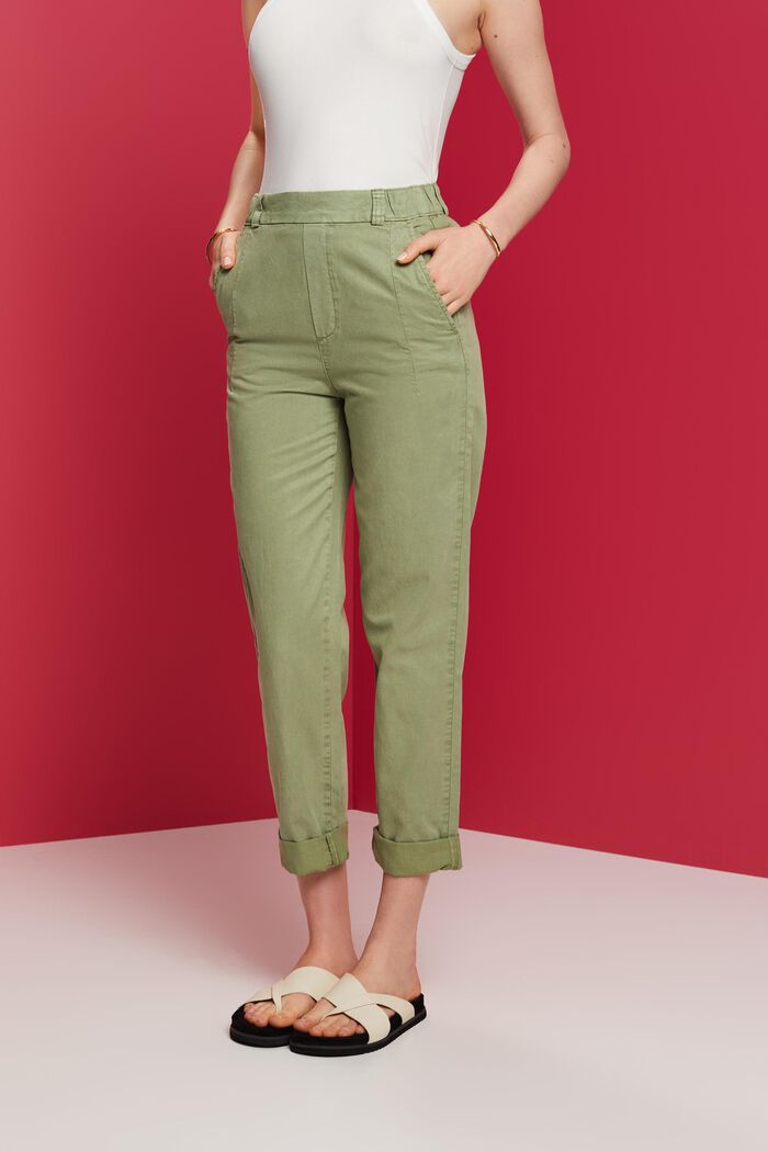 Chino Pull-On Cropped Pants, PALE KHAKI, detail image number 0