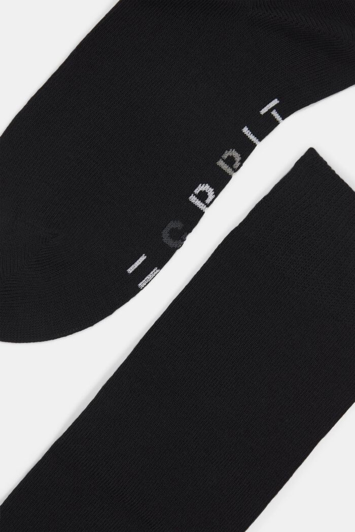 Double pack of knee-high socks with a logo, BLACK, detail image number 1