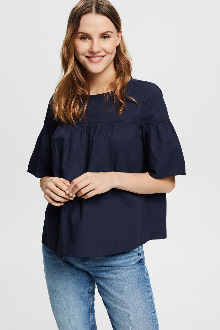 Blouse with short sleeves, organic cotton