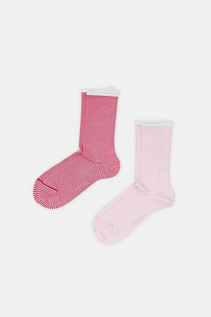 Striped socks with rolled cuffs, organic cotton
