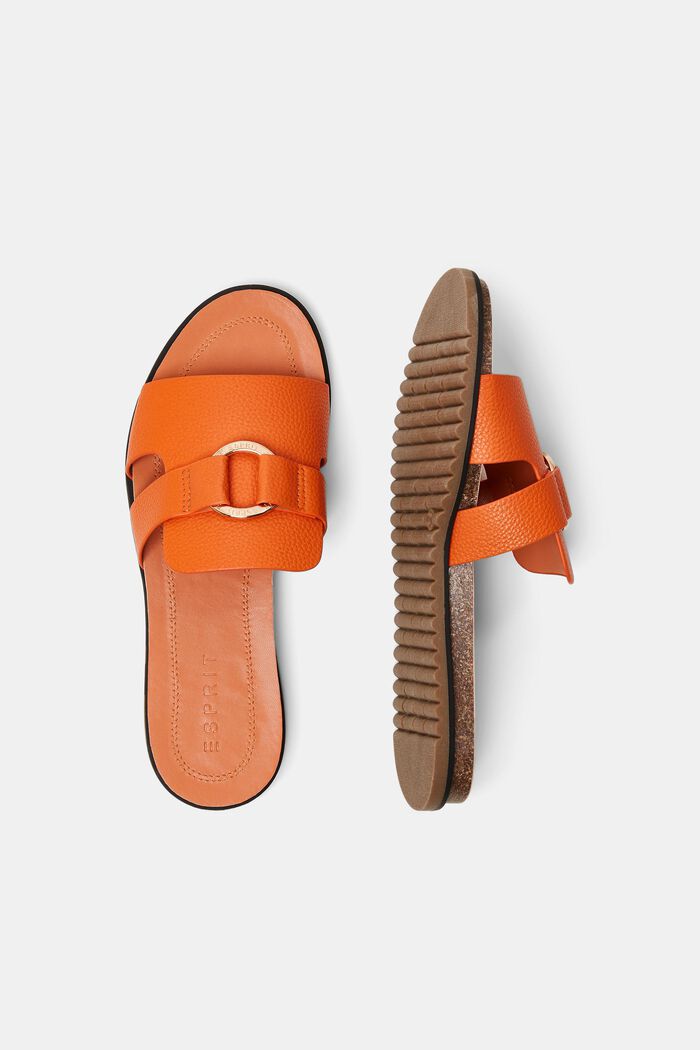 Faux leather sliders with ring detail, ORANGE, detail image number 4