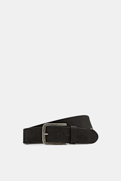 Nubuck leather belt, BLACK, overview