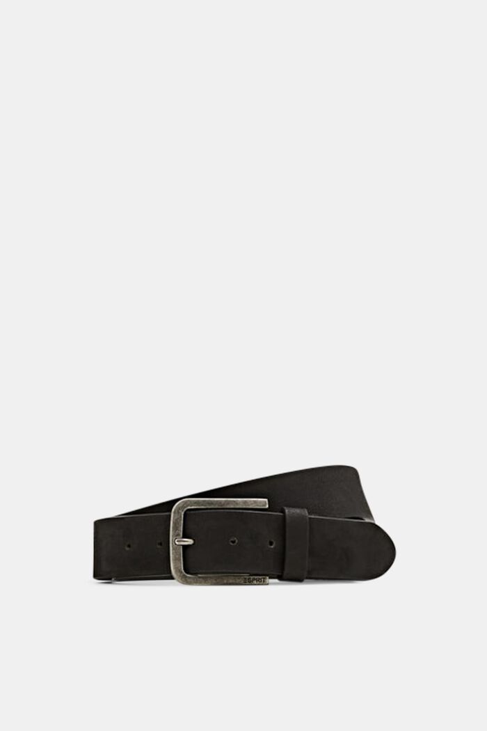 Nubuck leather belt, BLACK, detail image number 0