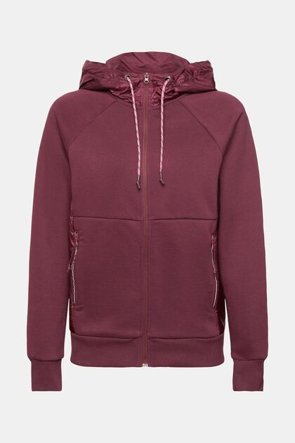 Mixed material zip-up hoodie