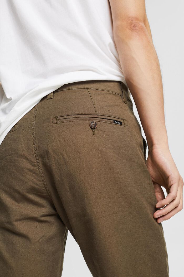 Made of blended linen: chinos, DUSTY BROWN, detail image number 2