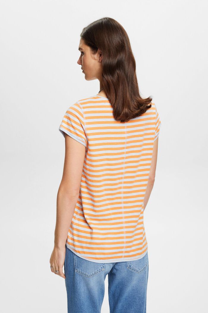 Striped roll edge t-shirt, PASTEL BLUE, detail image number 3