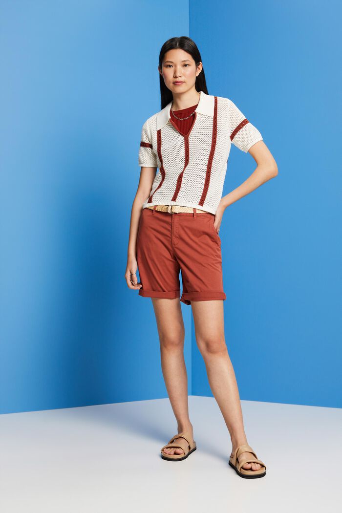 Shorts with braided raffia belt, TERRACOTTA, detail image number 4