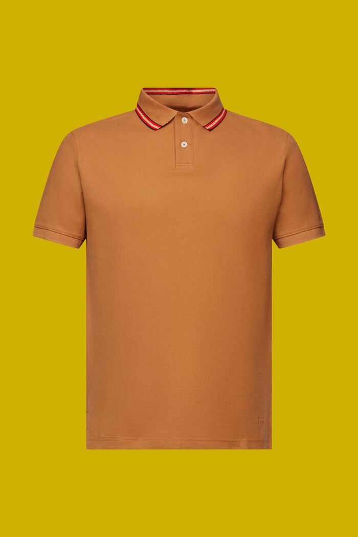 Piqué polo shirt with glitter, 100% cotton, CAMEL, detail image number 6