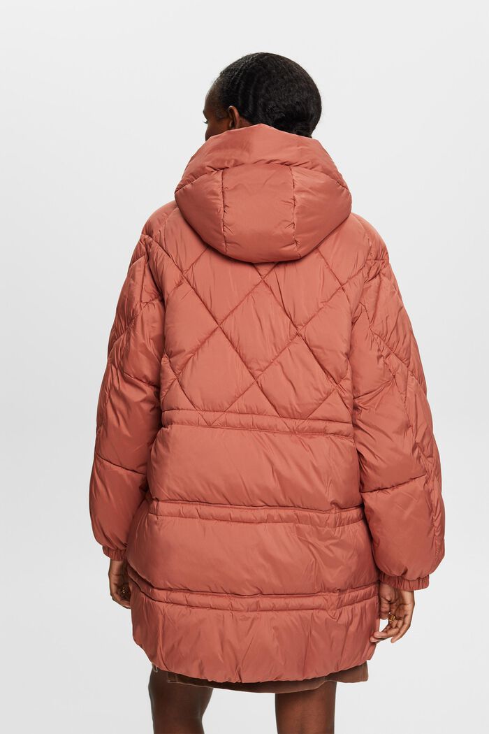 Recycled: quilted coat with hood, TERRACOTTA, detail image number 4