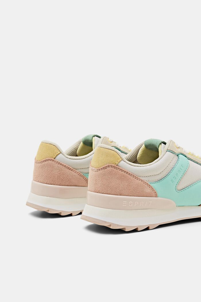 Multi-coloured trainers with real leather, LIGHT AQUA GREEN, detail image number 2