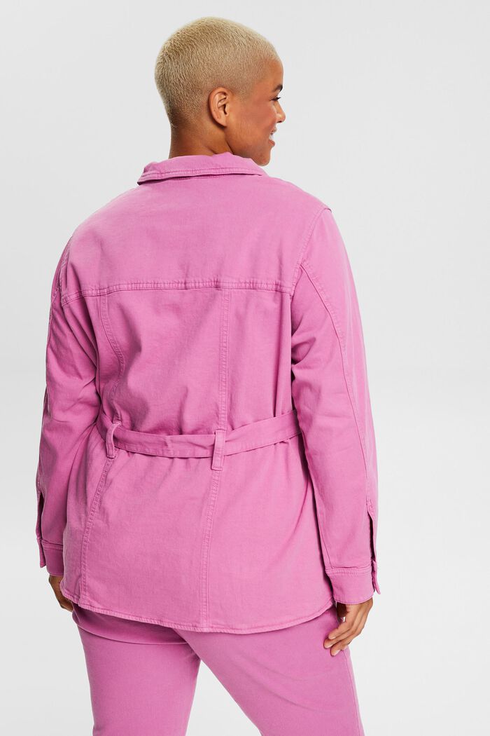 CURVY jacket with a tie-around belt, in a fabric blend containing hemp, PINK FUCHSIA, detail image number 3