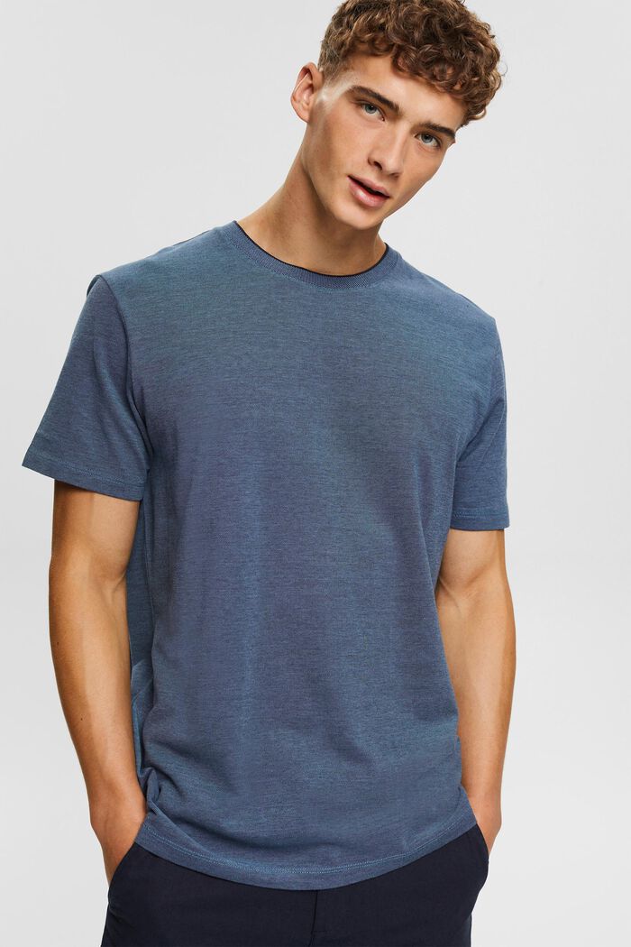 Cotton piqué T-shirt, BLUE, overview