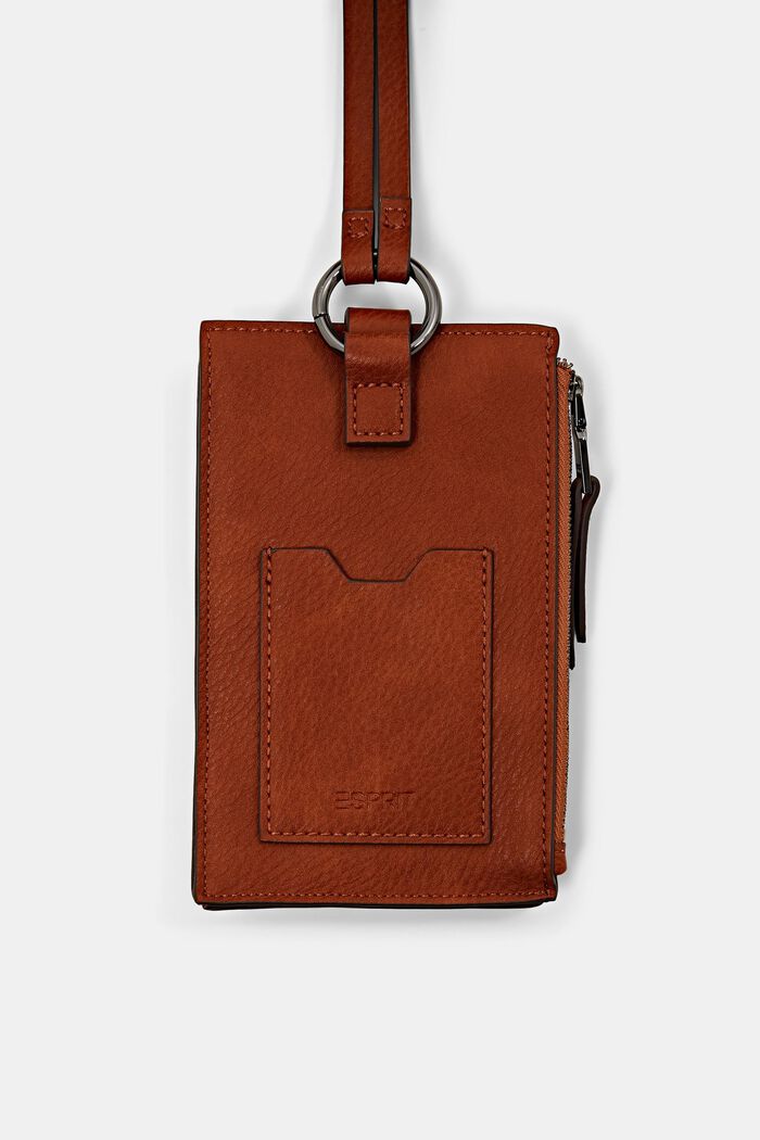 Smartphone bag in faux leather, RUST BROWN, detail image number 2