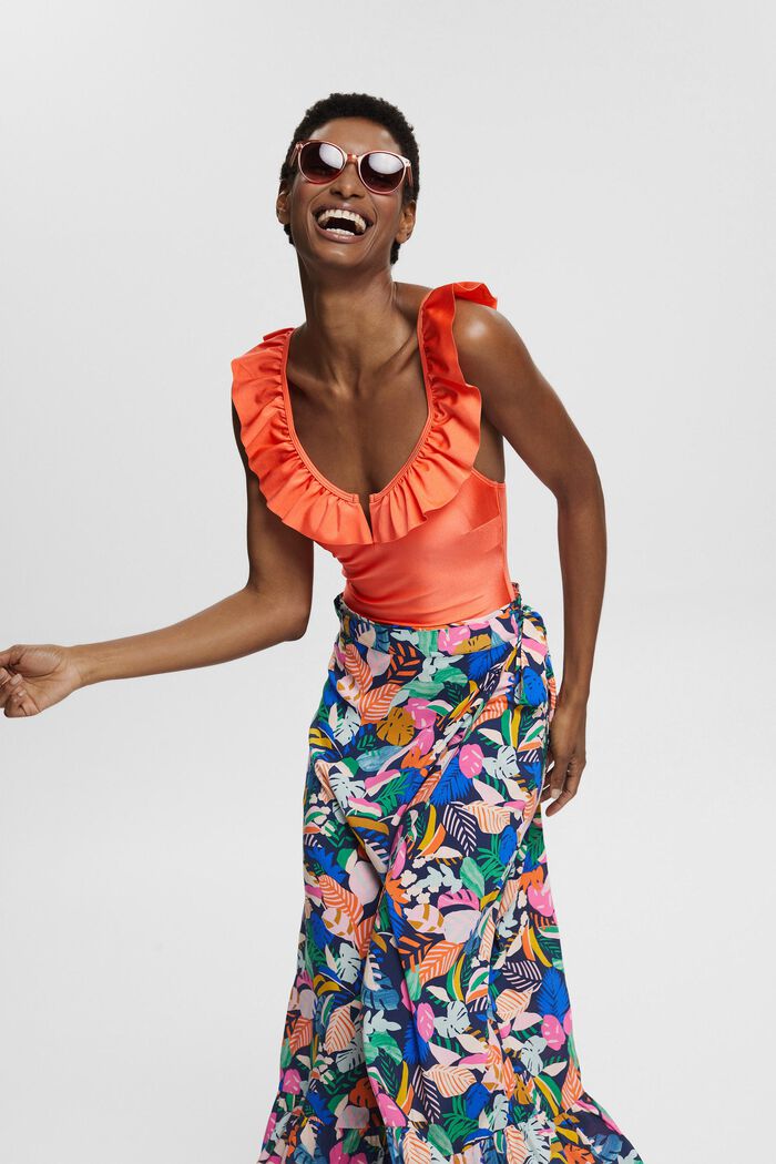 Colourfully patterned wrap-over skirt, LENZING™ ECOVERO™