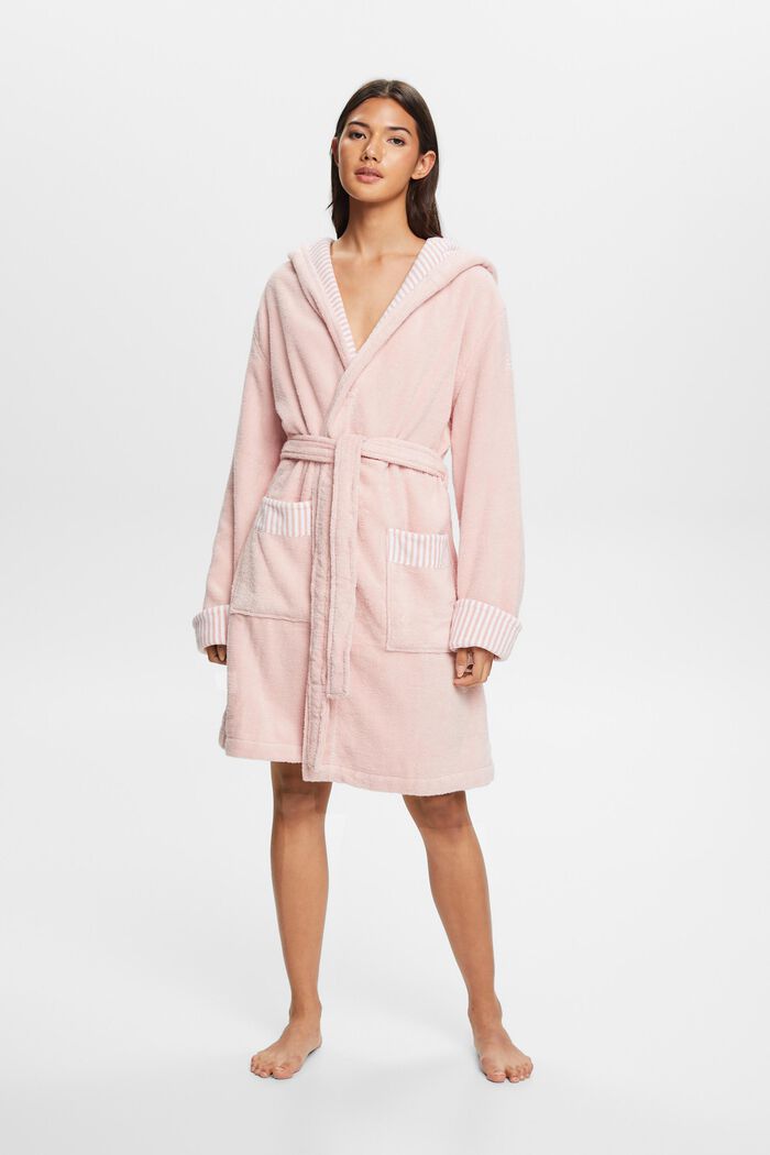 Terry cloth bathrobe with striped lining, ROSE, detail image number 4
