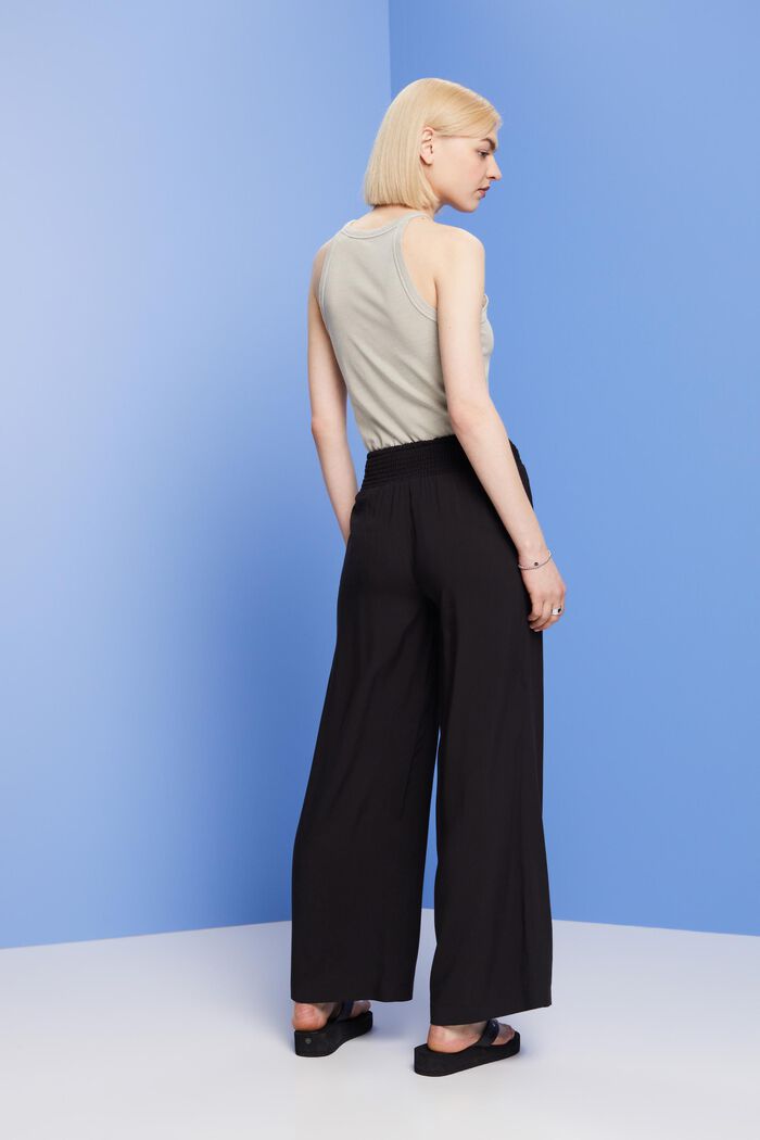 Wide leg pull-on trousers, BLACK, detail image number 3