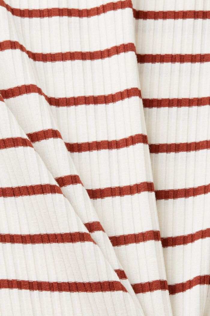 Striped rib knit T-shirt, RUST BROWN, detail image number 5