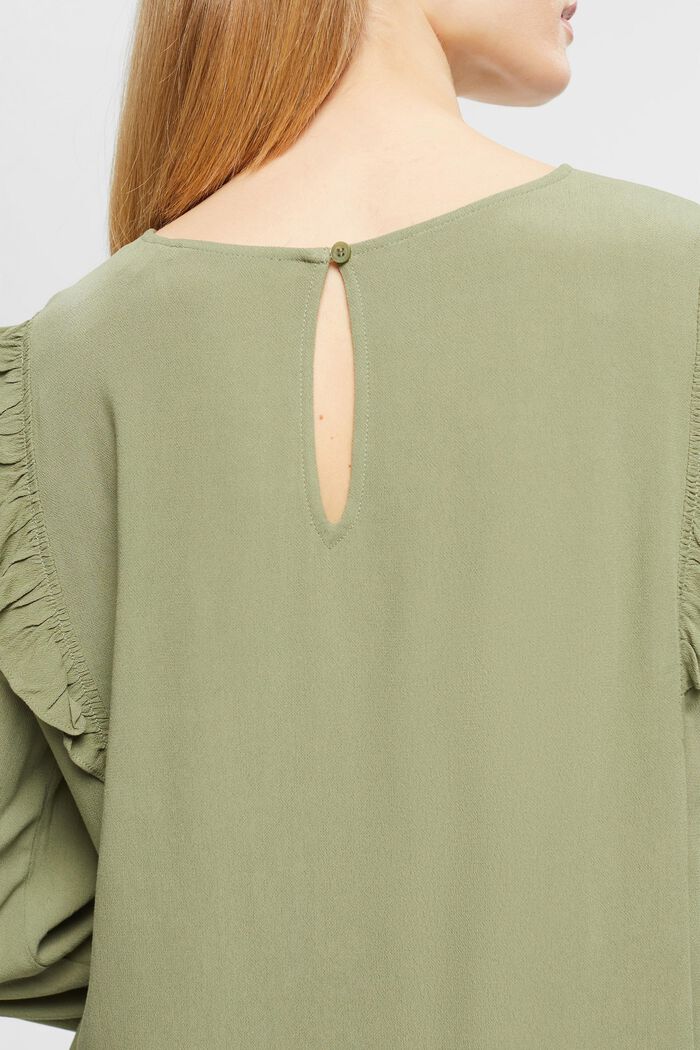 Blouse with ruffle effect, LIGHT KHAKI, detail image number 2