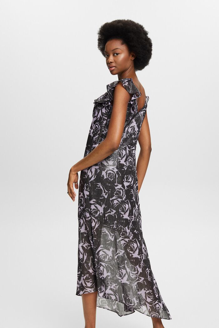 Off-The-Shoulder Printed Chiffon Maxi Dress, BLACK, detail image number 2