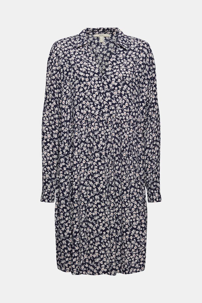 Tent dress with a mille-fleurs print, NAVY, detail image number 0