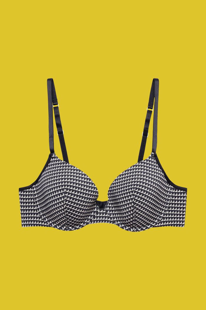 Padded and underwired bra with geo print, BLACK, detail image number 4