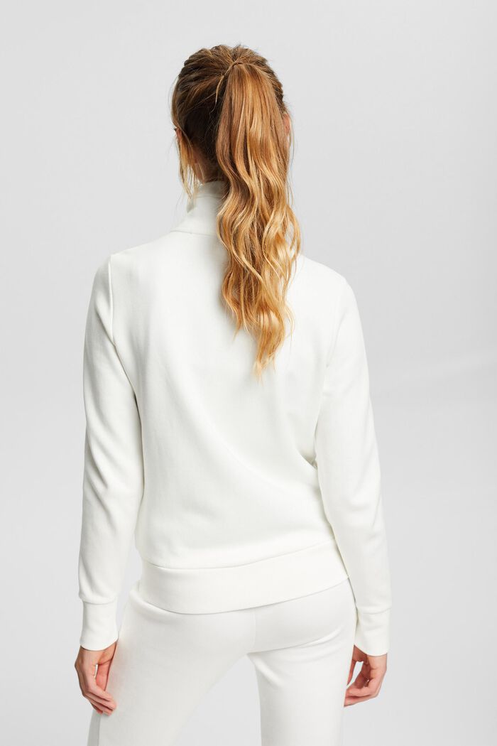 Zipper sweatshirt, cotton blend, OFF WHITE, detail image number 3
