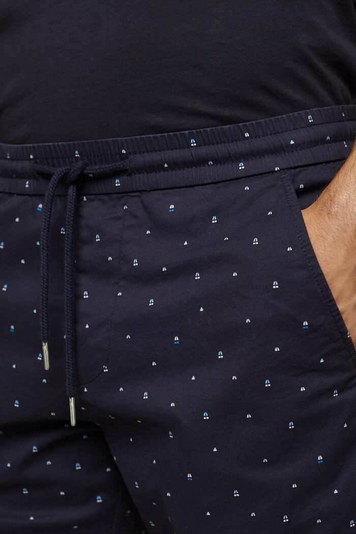 Patterned pull-on shorts, stretch cotton, NAVY, detail image number 2