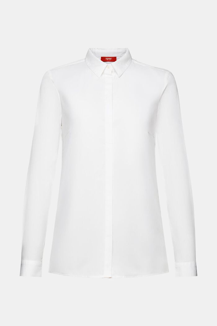Long-Sleeve Poplin Shirt, WHITE, detail image number 6