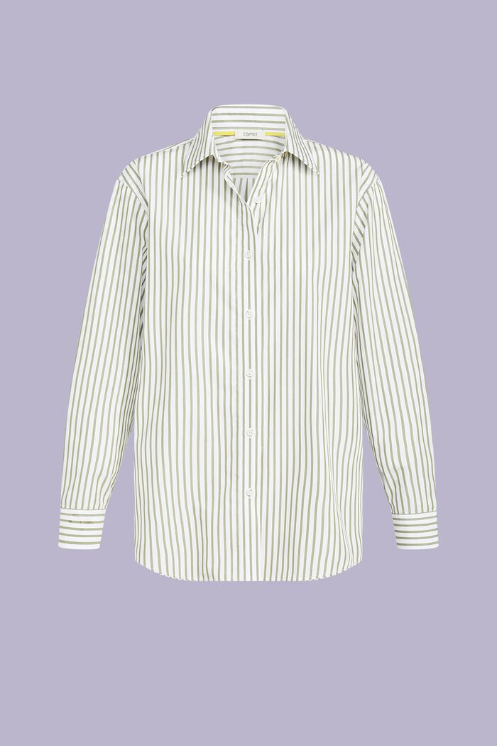 Striped Cotton-Poplin Shirt, LIGHT KHAKI, detail image number 6