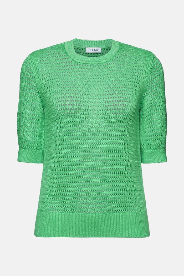 Mesh Short-Sleeve Sweater, CITRUS GREEN, detail image number 6
