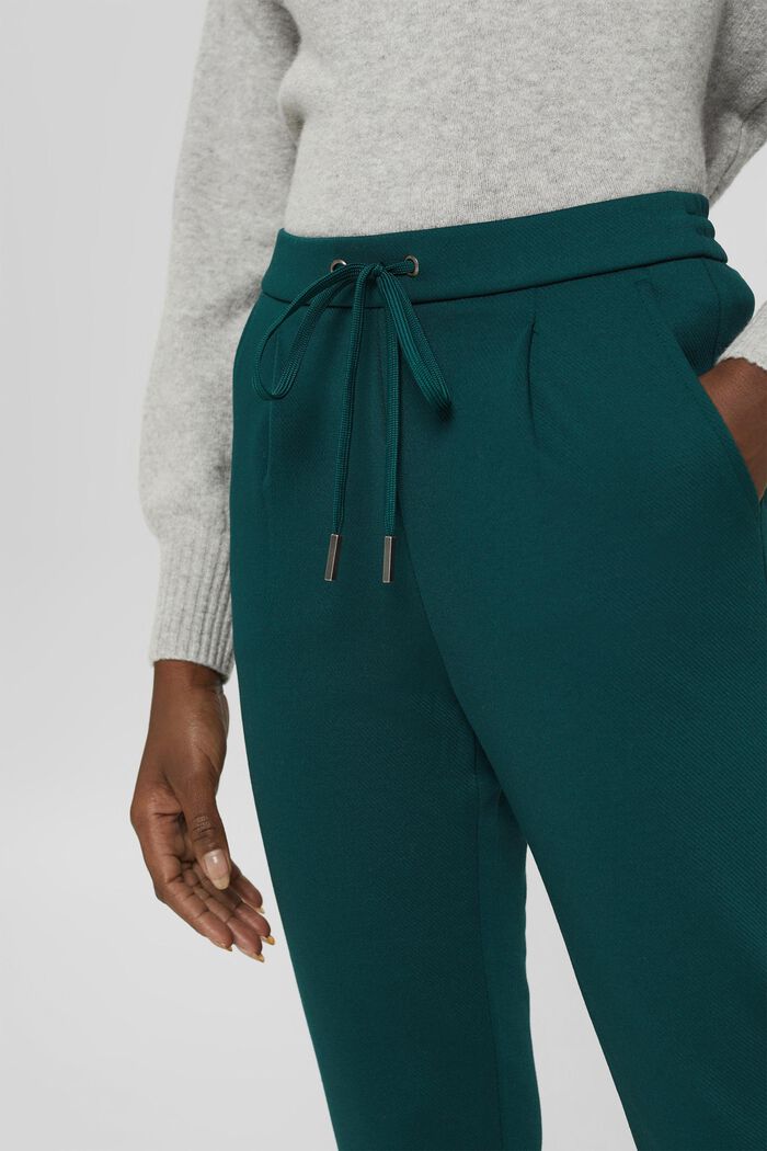 Tracksuit bottoms with an elasticated waistband, made of recycled material, DARK TEAL GREEN, detail image number 2