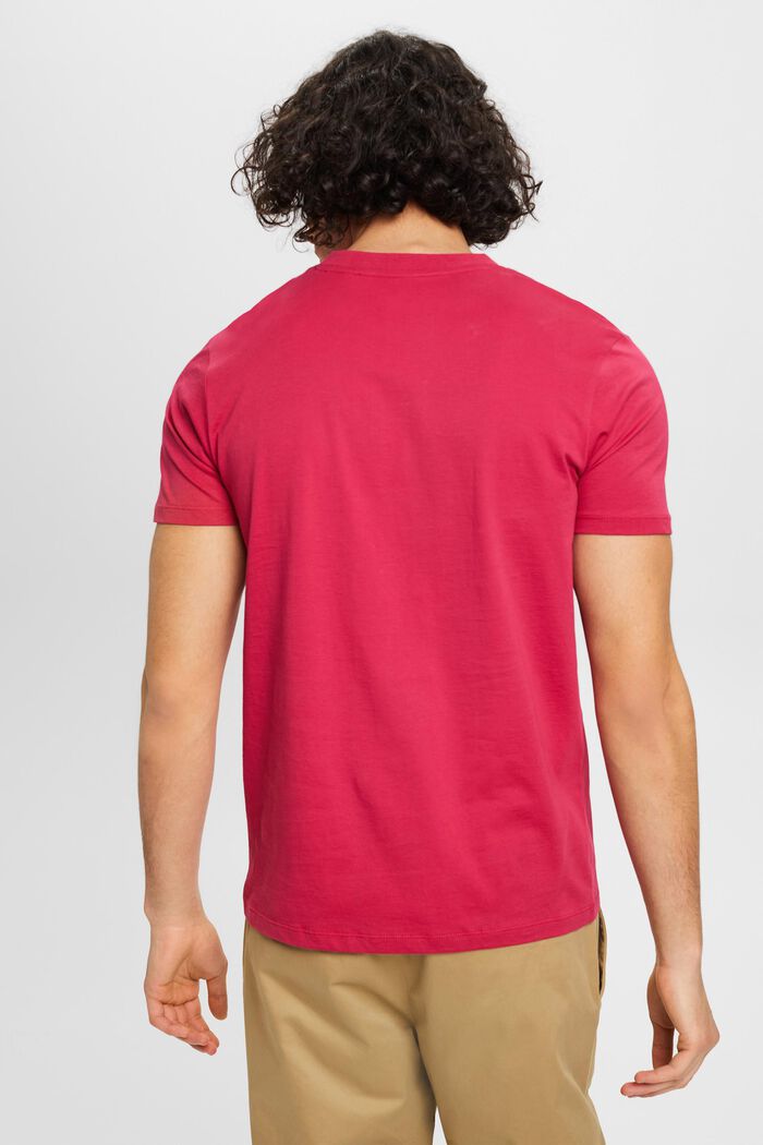 Slim fit V-neck cotton t-shirt, DARK PINK, detail image number 3