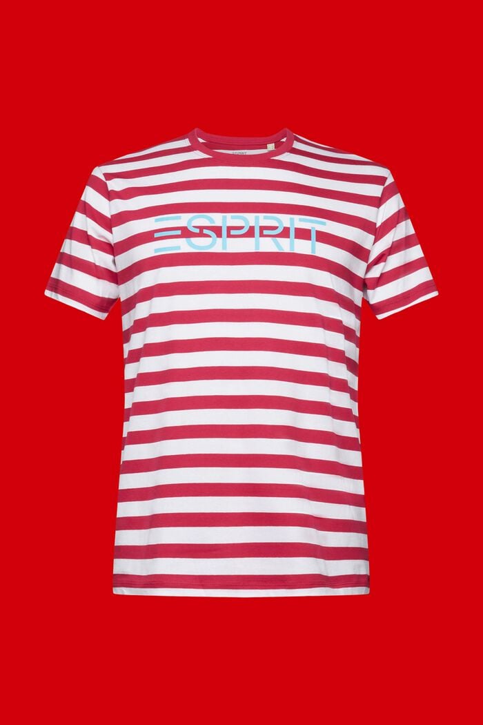Striped Cotton T-Shirt, DARK PINK, detail image number 7