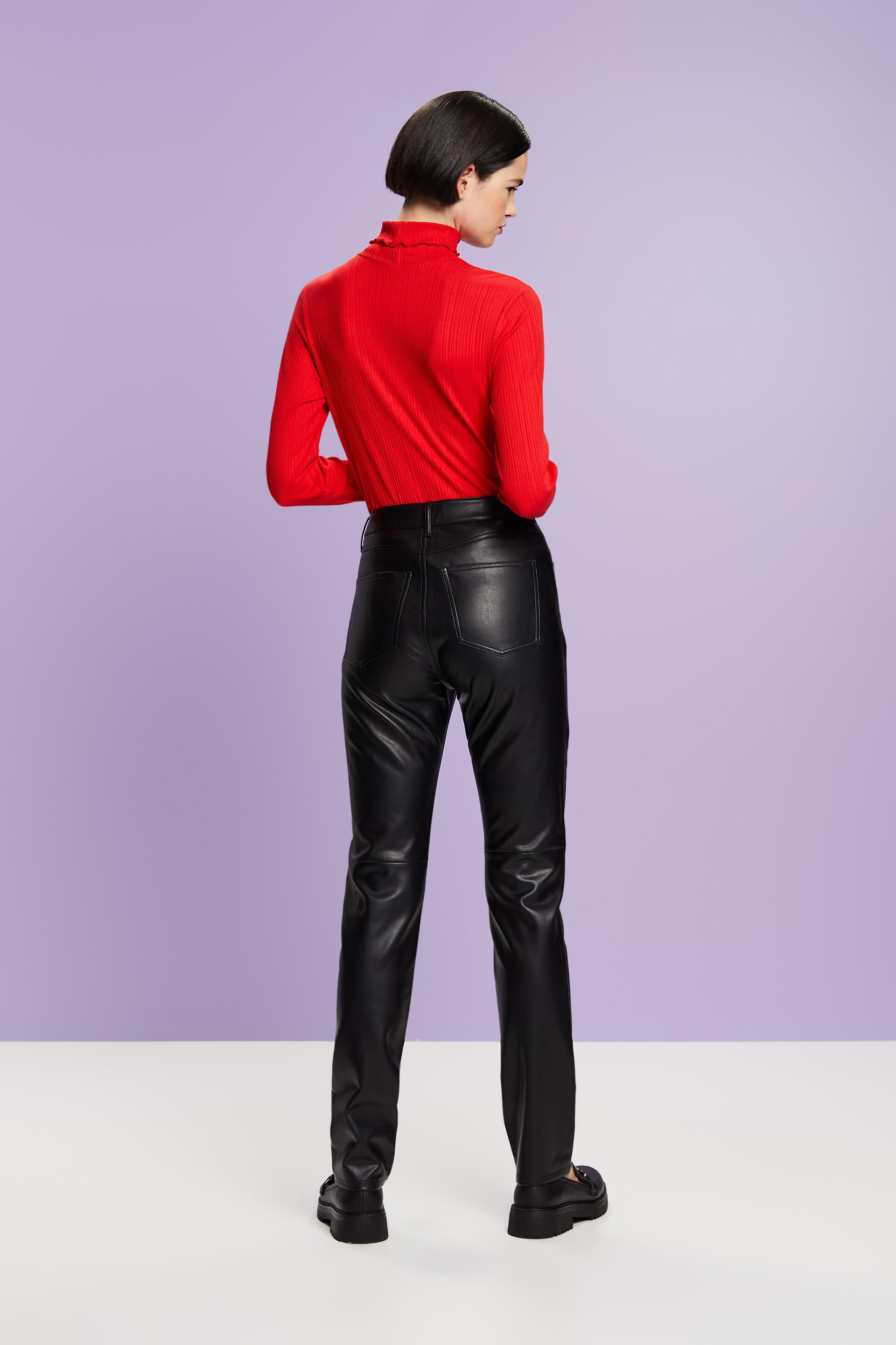 High-Rise Slim Faux Leather Pants at our online shop - ESPRIT