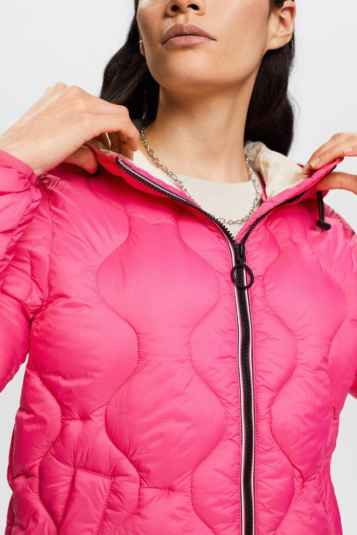 Quilted jacket with drawstring hood, PINK FUCHSIA, detail image number 2