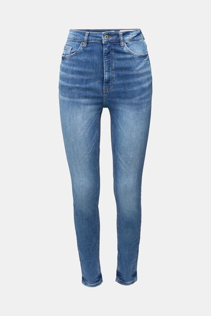 Super stretch jeans made of organic cotton, BLUE MEDIUM WASHED, overview