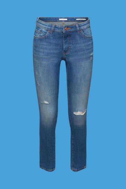 Cropped skinny jeans in a used look