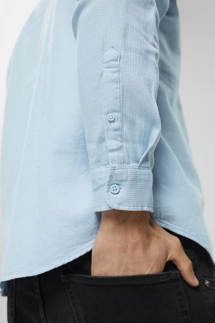 Cotton shirt with band collar, LIGHT BLUE, detail image number 2