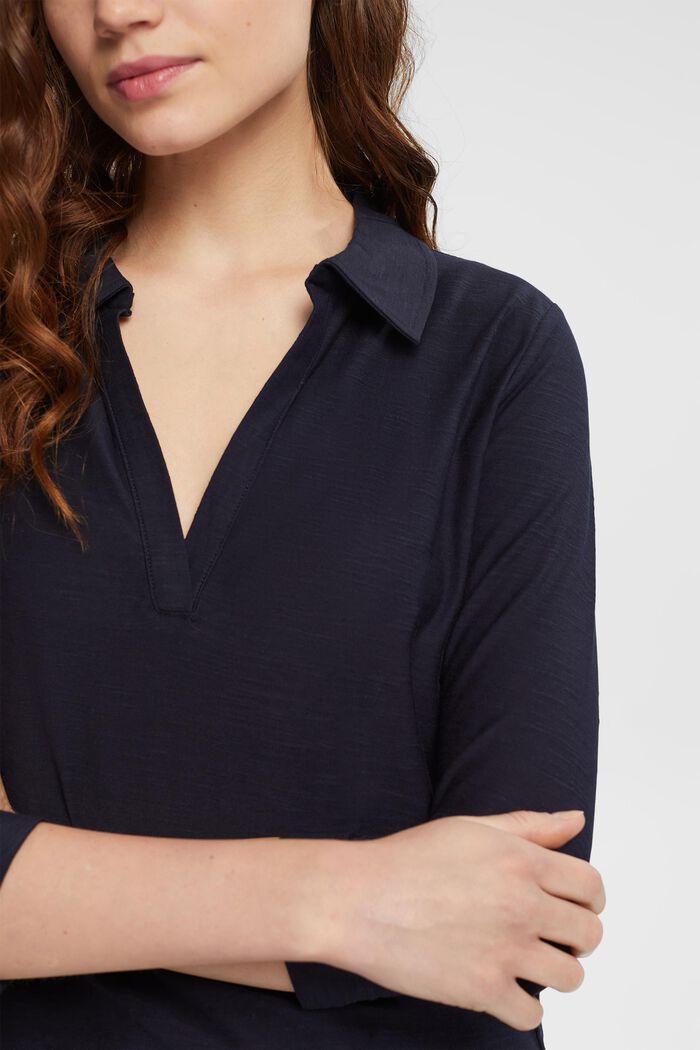 Polo collar top, NAVY, detail image number 0